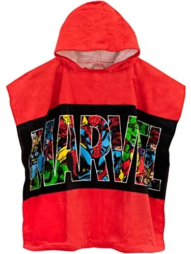 Poncho de toalla rojo Marvel para niños talla única