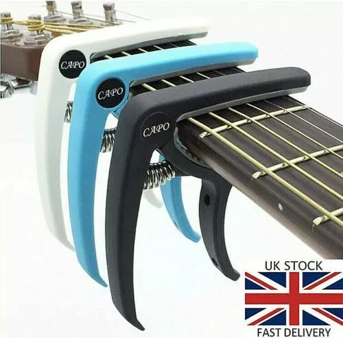 Guitar Capo -Trigger Capo for Guitar. Black Blue White. Acoustic, Electric, Bass