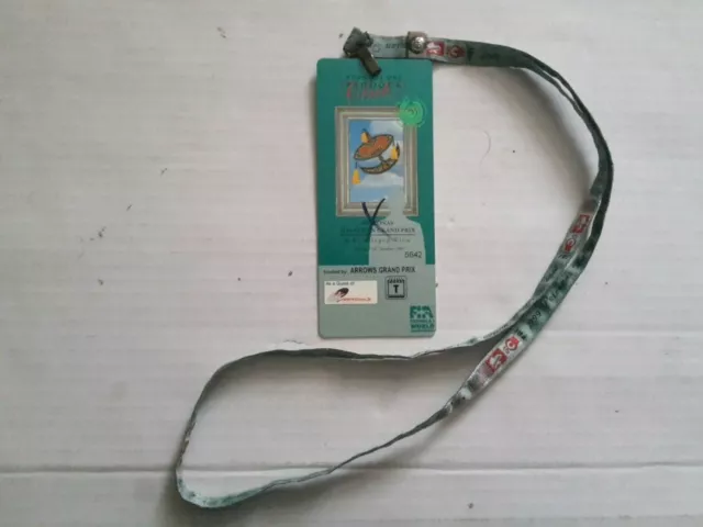 1999 Malese Gran Premio Paddock Club Pass Frecce Formula 1 (F1)