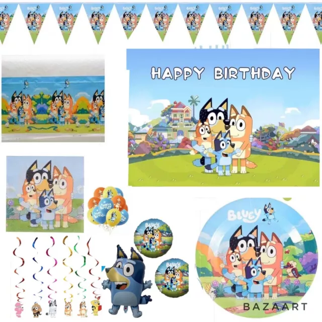 Bluey BIRTHDAY PARTY DECORATION TABLE CLOTH LOLLY LOOT BAG PLATE