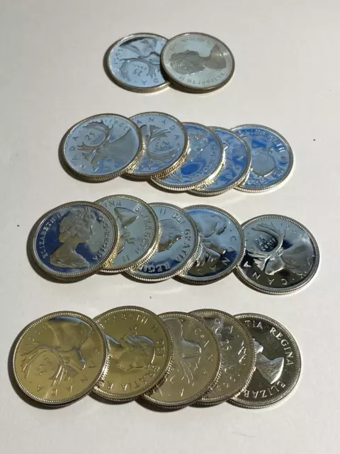 Lot of (17) BU 80% Silver Canadian Quarters - Auction Starts Below Melt!