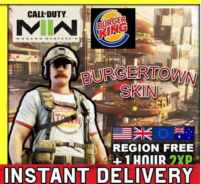 BURGER KING COD Modern Warfare 2 Burger Town Operator Skin 1HR 2XP MW2 INSTANT £3.68 PicClick UK
