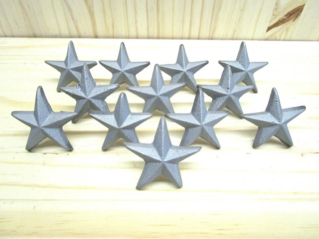 (12) Rustic Nail On Stars 1 3/4" Cast Iron, Tacks, Clavos, Pins, Hardware, Door