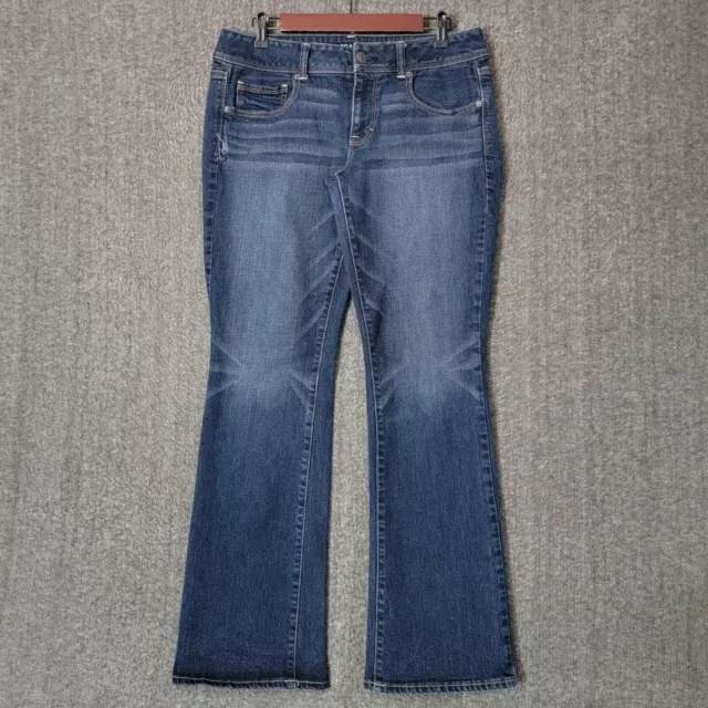 American Eagle Jeans Womens 12 Blue Dark Wash Kick Boot Stretch Denim