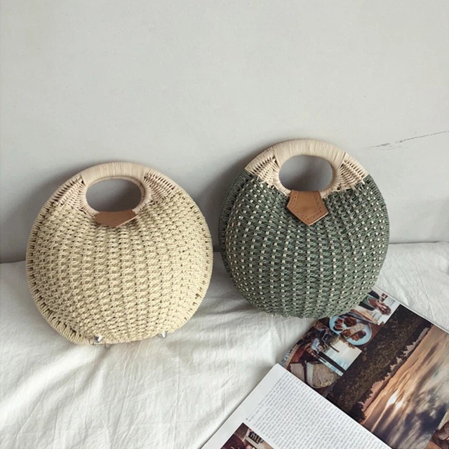 Handbag Rattan Green Handbags Women Straw Purses Women Wallet 9