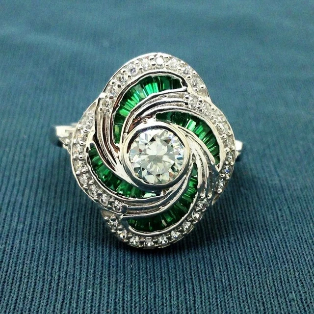 2.74 Carat Round Cut Lab-Created Diamond Royal Victorian Old Vintage 1920's Ring