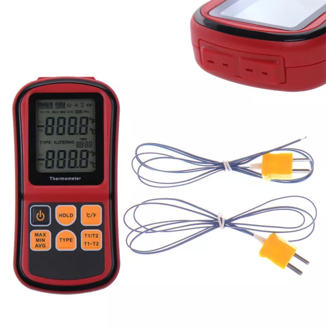 Digital Thermocouple Thermometer Temperature Dual-channel Backlight Meter Tester