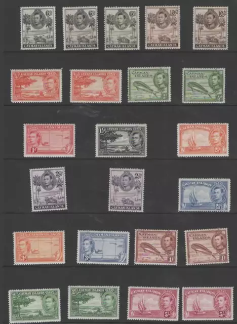 CAYMAN ISLANDS 1938-48 KGVI  SET OF 23 (SG 115-126a)  LMM cv £298