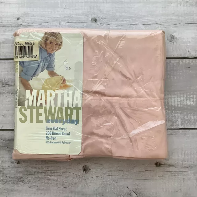 Vintage 1997 Kmart Martha Stewart Everyday Pink Twin Flat Sheet 200 Thread Count