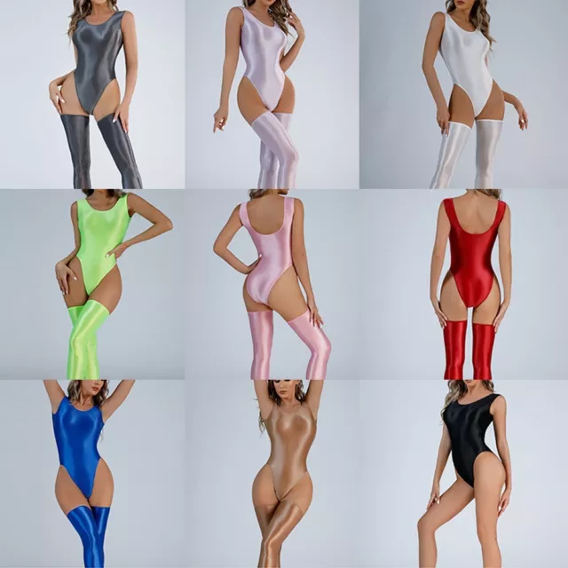 Bodysuit Backless Thong Bodysuit Elasticity Slips Female Glossy