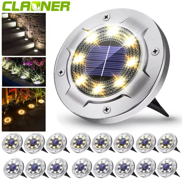 8LED Solar Power Ground Lights Floor Decking Patio Outdoor Garden Lawn Path Lamp