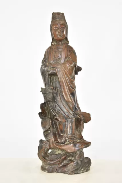 Antique Chinese Wood Carved Statue / Figure / Sculpture of Guan Kwan Yin