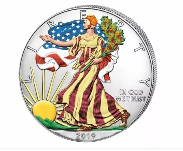 United States. 1 Dollar 2019 - Silver Eagle - Colorized - 1 Oz