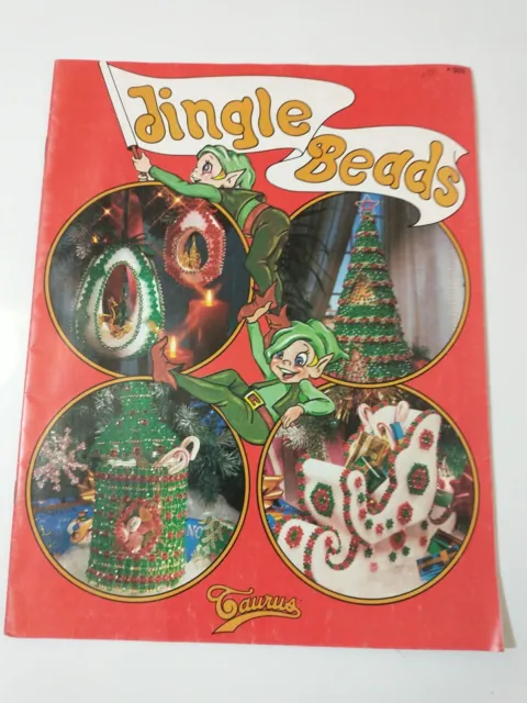 Folleto de instrucciones patrón Tauro Jingle Beads #503 de colección 1979 manualidades navideñas