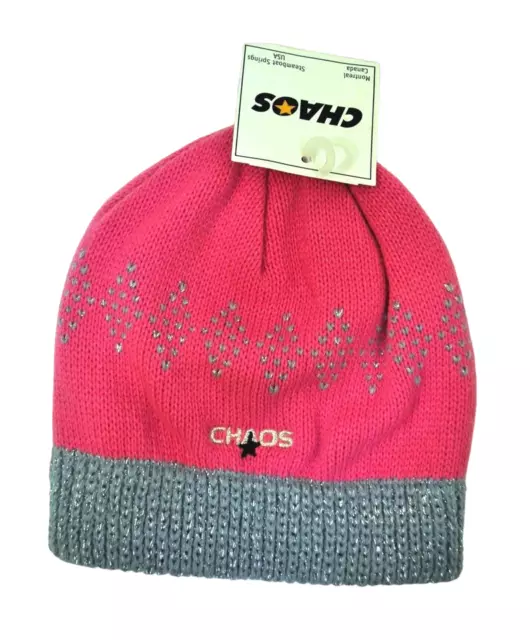 NWT Chaos Winter Hat Barbie Snow Bunny Pink Silver Sparkly Beanie O/S