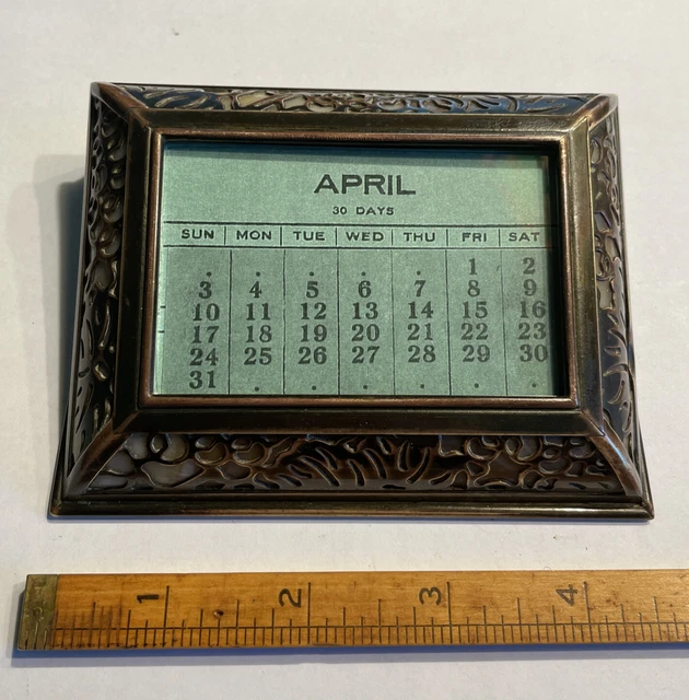 Antique Tiffany Studios #930 Grapevine-Caramel Favrile Glass Perpetual Calendar