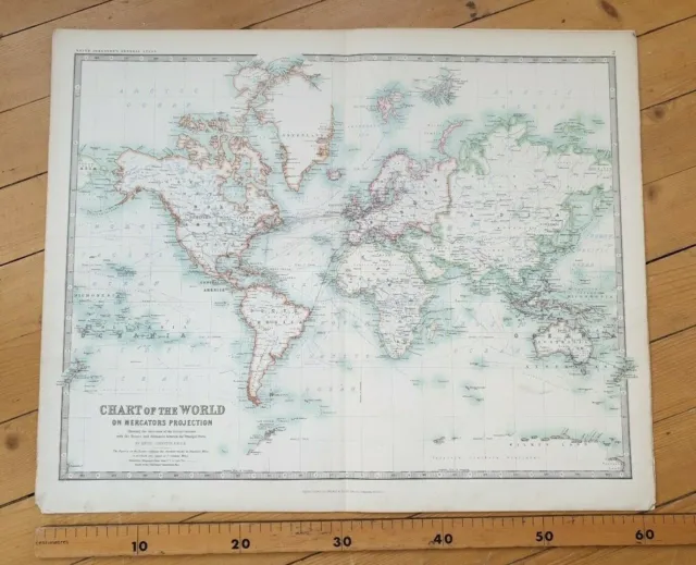 Chart of World Mercators 1898 Victorian Map Keith Johnston's Royal Atlas