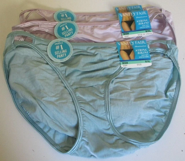 3 VANITY FAIR Illumination String Bikini Style 18108 Size 8 Green and