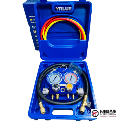 MANIFOLD Manomètre FRIGORISTE PRO 2 VOIES R32 R410A R407C R134A en Coffret 