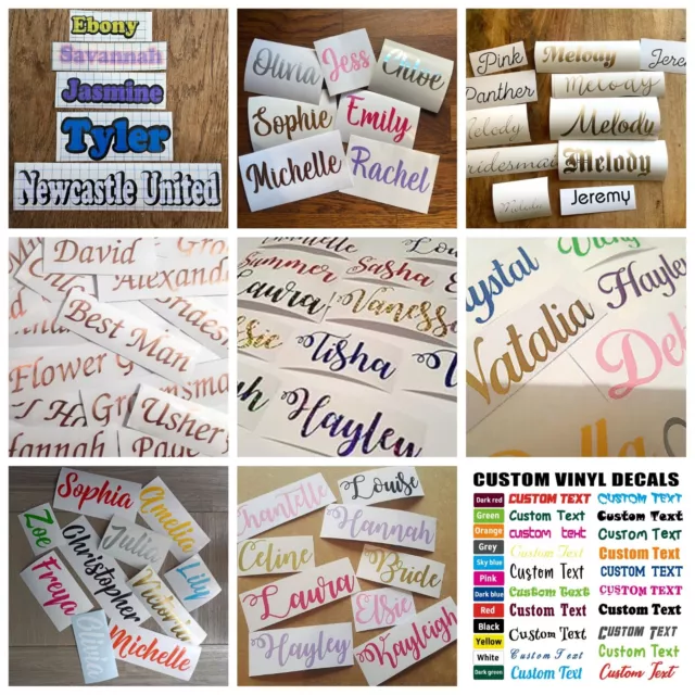 Personalised Vinyl Stickers ANY NAME ANY SIZE Standard Cut 10x5cm
