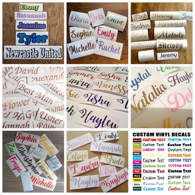 Personalised Vinyl Stickers ANY NAME ANY SIZE  ANY FONT Standard Cut 10x3cm