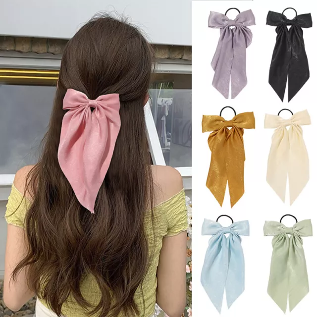 Big Bow Hair Clip Satin Barrette Hairpin Solid Color Ponytail Hair Accessories