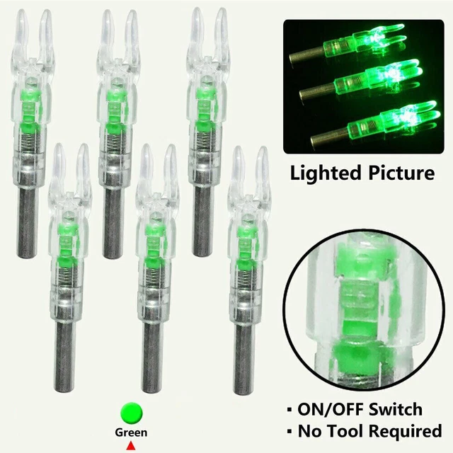 6Pcs LED Lighted Nocks 6.2mm Shooting Archery For Compound Bow Arrow Nocks 2