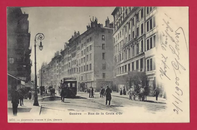 Ak Genf, Fotokarte, Rue de la Croix d' Or, Geneve, 1900 gelaufen, mit Marke,TOP