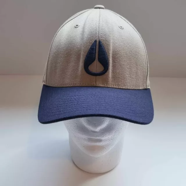 Nixon Deep Down Athletic Flexfit Cap Navy Tan Hat Streetwear Size L/XL