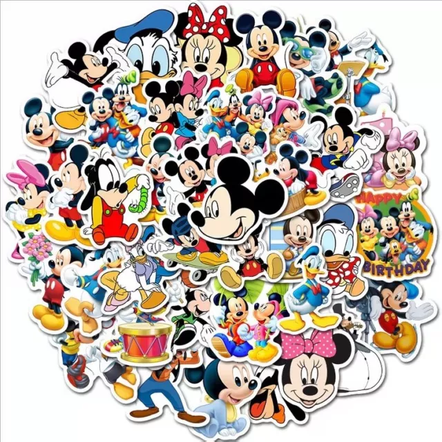 50Pcs Disney Mickey Minnie Mouse Stickers Car Skateboard Luggage Suitcase UK NEW