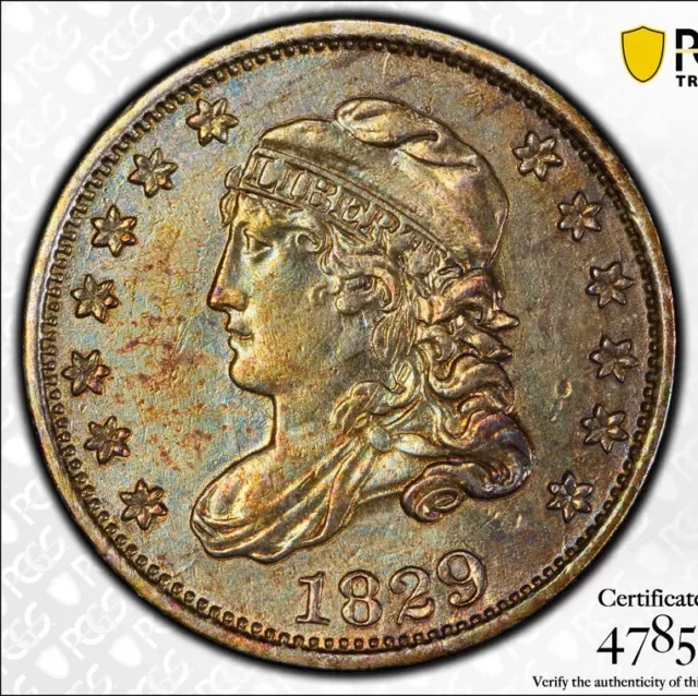 1829 Capped Bust Half Dime PCGS AU Details Cleaned