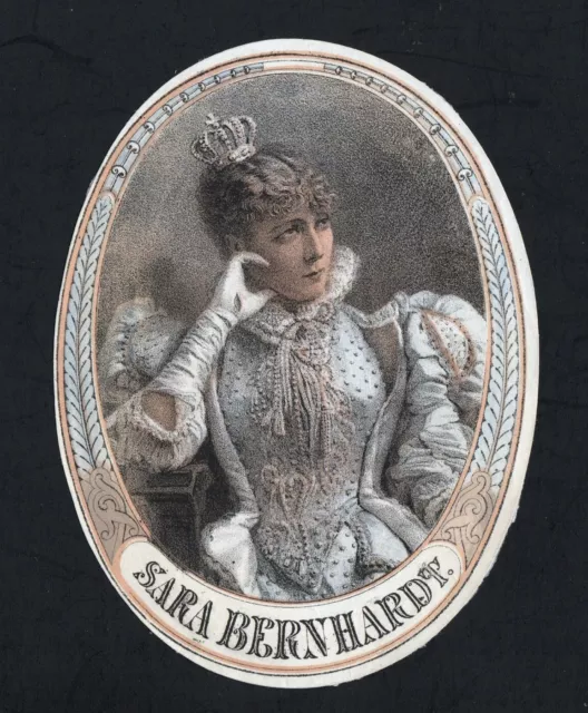 SCARCE 1870s CIGAR LABEL  famous actress SARAH BERNHARDT - Heppenheimer & Maurer