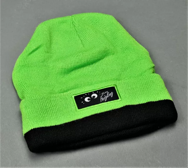 Kleiner Feigling Beanie Strick Mütze Kappe Aufdruck grün schwarz Winter (7035-1)