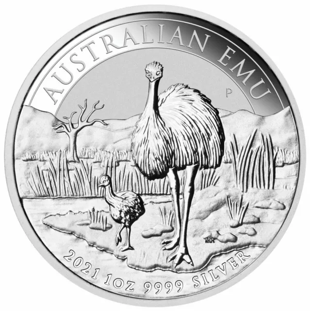 2021 AUSTRALIA - EMU 1 oz 999 SILVER COIN BU IN CAPSULE