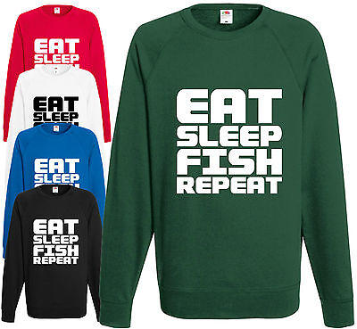 Eat Sleep Fish Repeat Sweatshirt Funny Fishing Angler Fly Fisherman Gift Jumper