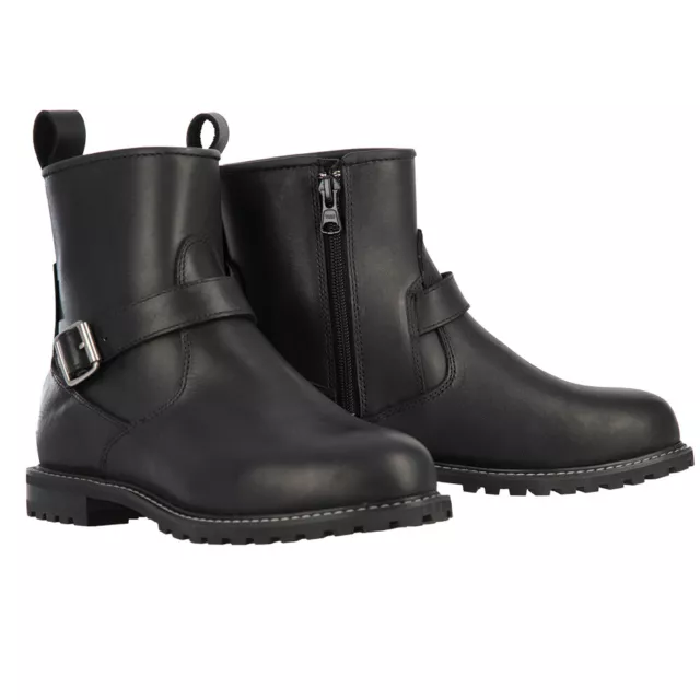 Oxford Sofia Wasserdicht Damen Kurz Leder Motorrad Stiefel Schwarz