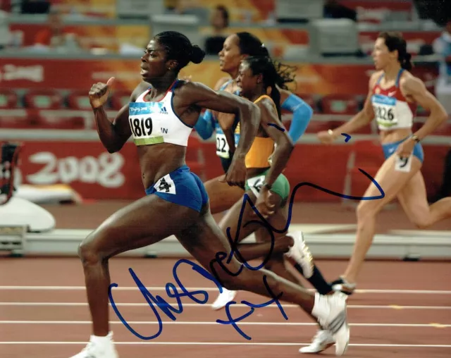 Christine OHURUOGU Autograph 10x8 Signed Photo AFTAL COA Great Britain Olympics