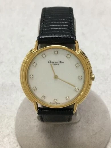 Christian Dior Quartz Analog Stainless Leather Women's Watch Swiss Made Preowned