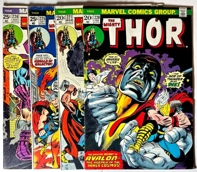 The Mighty Thor 220 221 225 226 Lot of 4 Comic Books Marvel Silverage Key Issues