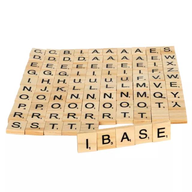 100X Wooden Alphabet Scrabble Tiles Set Crafts Coasters Crossword Game Letters