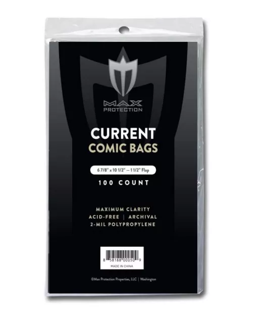 Case of 1000 Current Modern Comic Book Archival Poly Bags 6 7/8 X 10 1/2 Max Pro