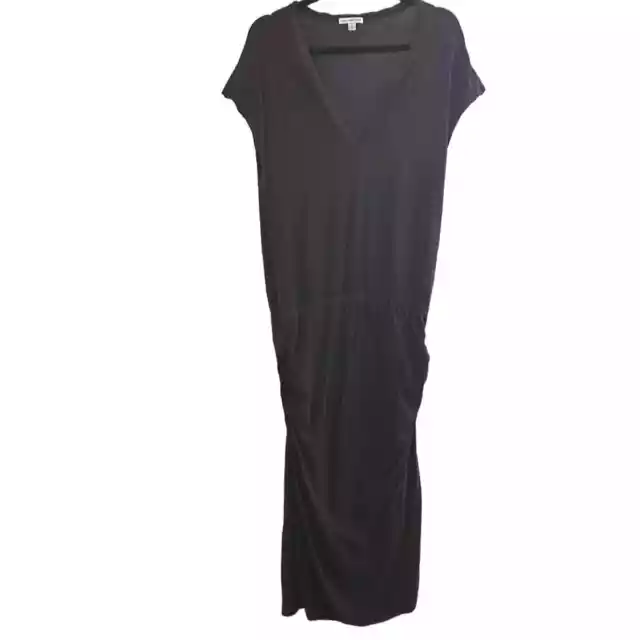 Standard James Perse REVOLVE V-Neck Shirred Dress Charcoal Gray 4(XL) 2