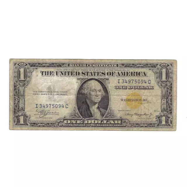 1935-A Series $1 Silver Certificate WWII North African Emergency Note Yellow Sea