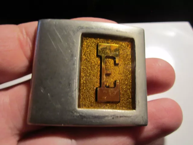 Initial "E" Belt Buckle Made By Lee - Vintage -  Bba11