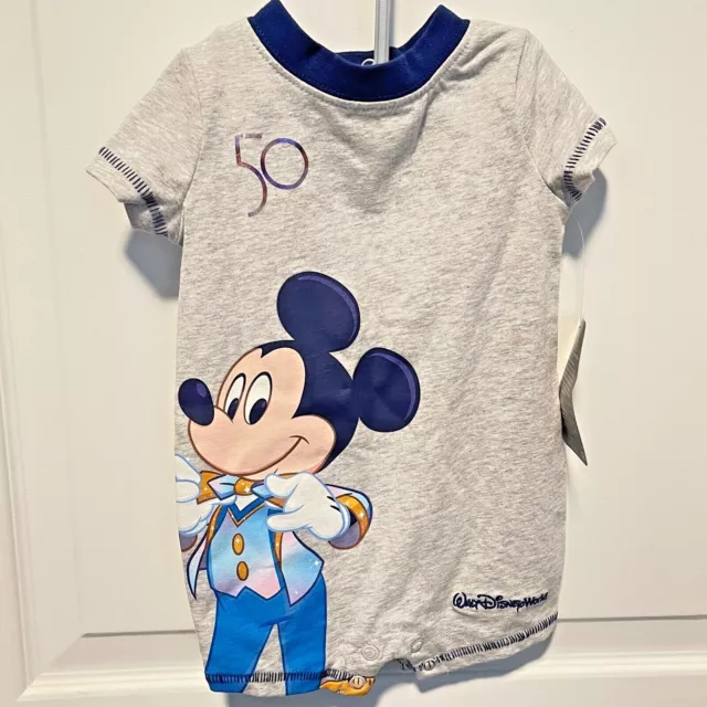 Disney Baby Mickey Mouse One piece Bodysuit 0 - 3 Months 50th Anniversary  WDW