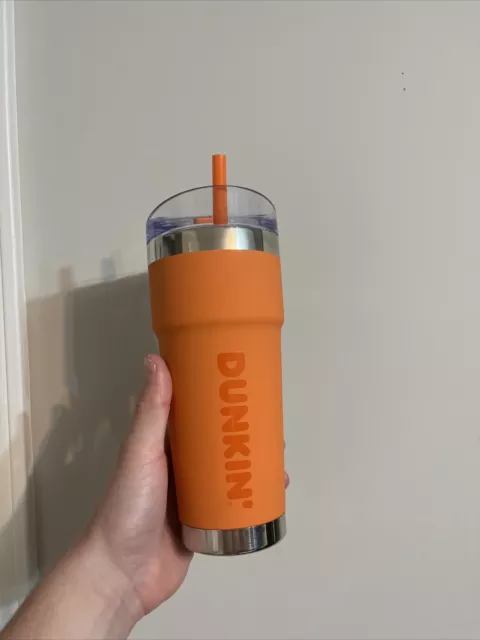 DUNKIN DONUTS 24 Oz Insulated Stainless Steel Travel Tumbler Mug ORANGE 2023 NEW