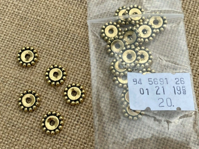 Tierracast LOT of 20: Gold 12mm Large Hole 2.5mm Daisy Spacer 94 5691 26 New NWT