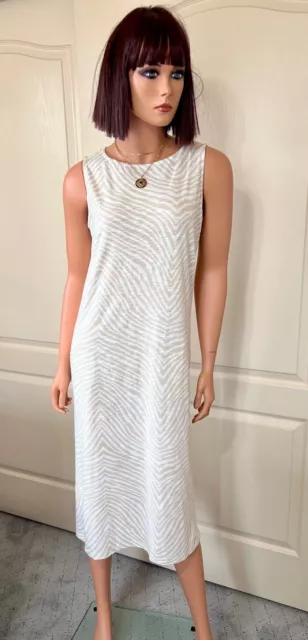 Denim & Co. Naturals Linen Blend Jersey A-Line Midi Dress Zebra XS S or M *NEW*