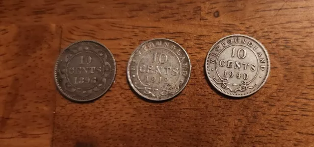 Canada Lot of 12 Newfoundland Dime Circulated Silver Coins
