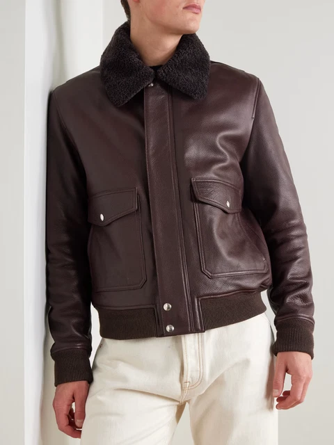 Veste En Cuir Vintage Pour Homme - Taille 54 - Blouson Noir Classique